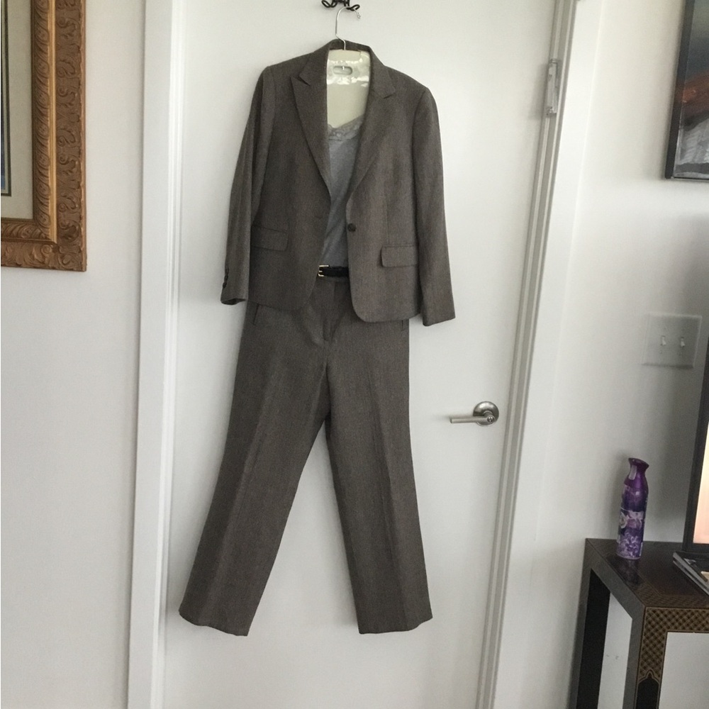 Men's Two-Piece Gray Pinstripe Suit Jacket & Trousers